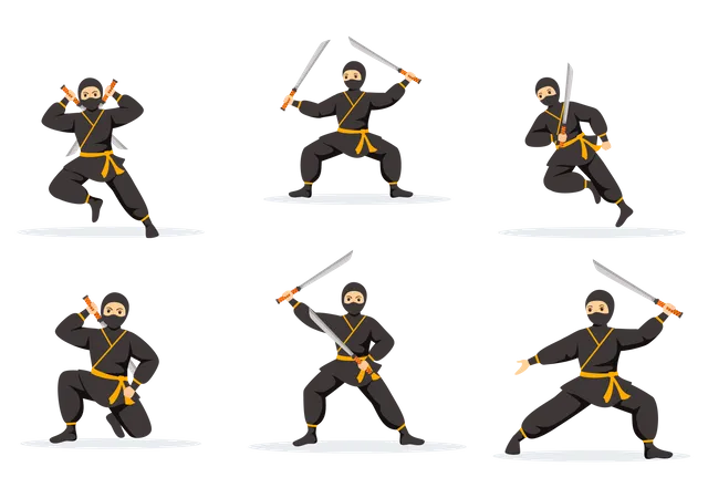 Guerrier ninja avec épée  Illustration