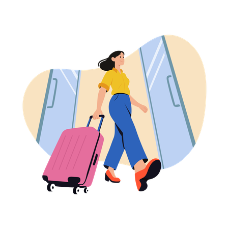 Guest Entering Hotel Lobby  Illustration