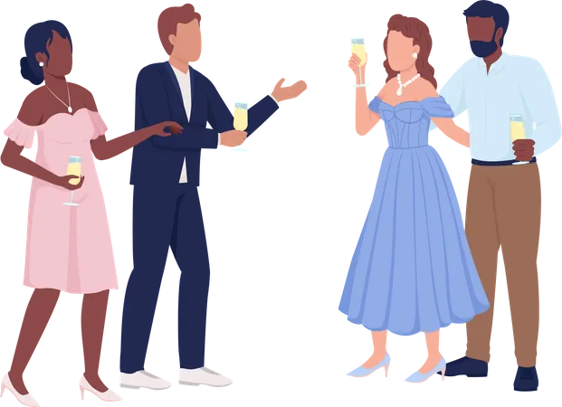 Guests Raising Toast Semi Flat Color Vector Characters Standing Figures Full Body People On White Festive Celebration Simple Cartoon Style Illustration For Web Graphic Design And Animation Illustration
