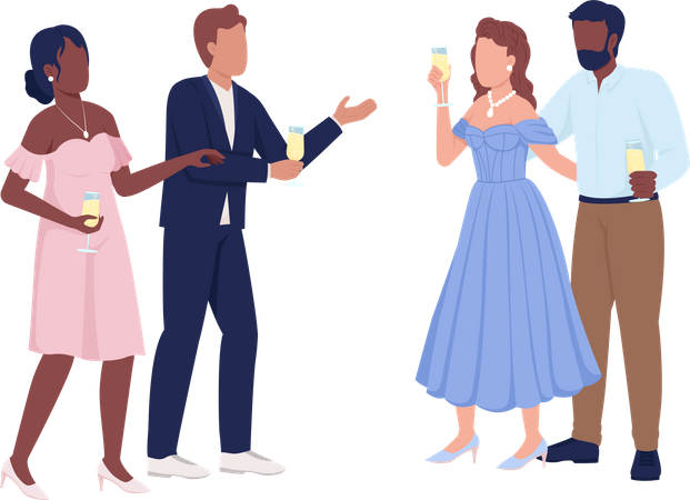 Guests raising toast  Illustration