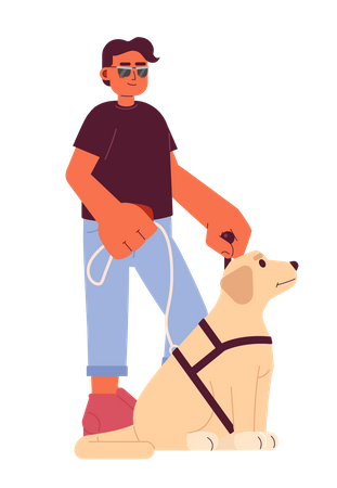 Guide dog for blind man  イラスト