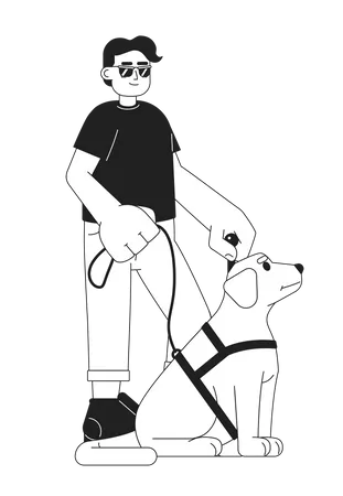 Guide dog for blind man  일러스트레이션