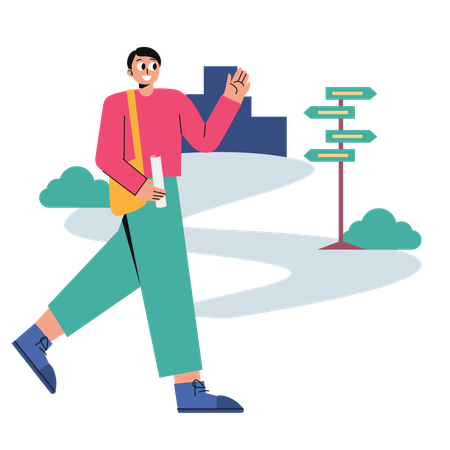 Guide plans out Vacation Destination  Illustration