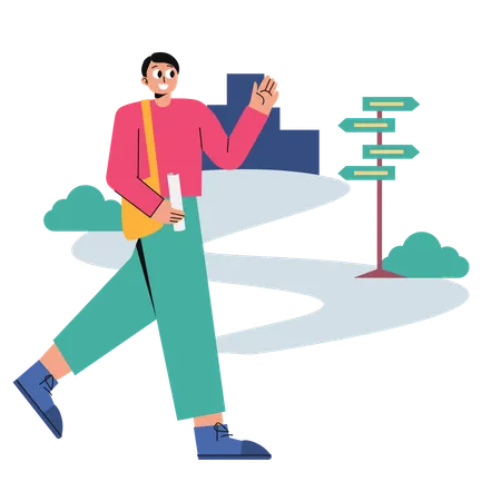 Guide plans out Vacation Destination  Illustration