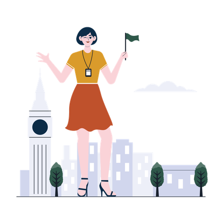 Guide touristique féminine  Illustration