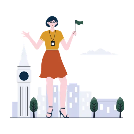 Guide touristique féminine  Illustration