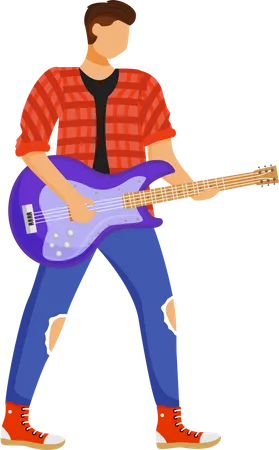 Guitarist Flat Color Vector Illustration Guitar Player Musician Music Band Member Rock And Roll Man With Musical Instrument Concert Gig Instrumentalist Isolated Cartoon Character On White Illustration
