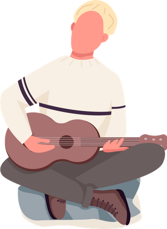 Guitarist during camping Illustration