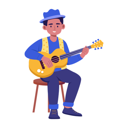 Guitarist playing guitar  Illustration