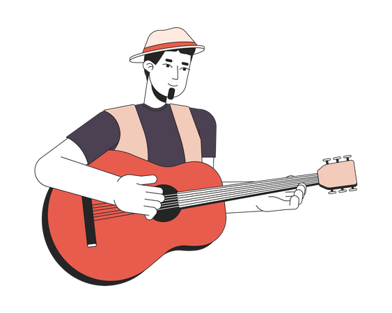 Guitariste guitare acoustique  Illustration