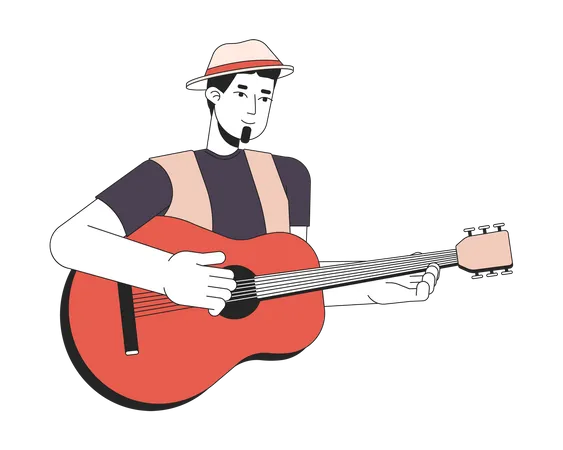 Guitariste guitare acoustique  Illustration