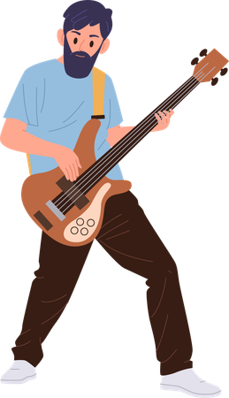 Guitariste masculin jouant de la guitare électrique  Illustration