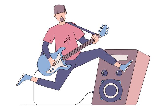 Guitariste masculin effectuant  Illustration