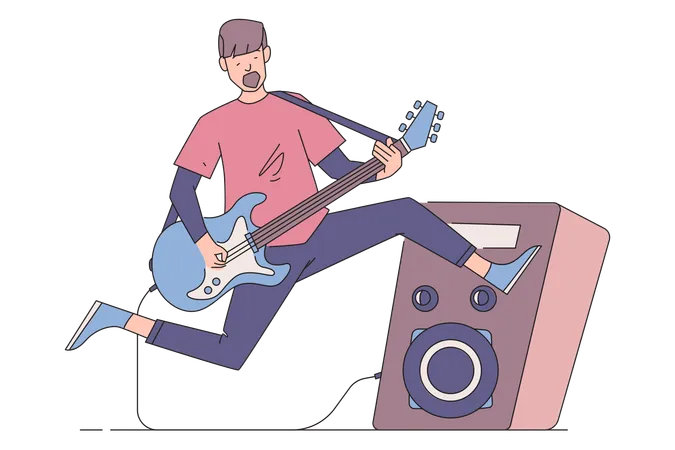 Guitariste masculin effectuant  Illustration