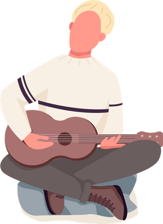 Guitariste pendant le camping  Illustration