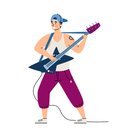 Guitariste de musique rock masculin  Illustration