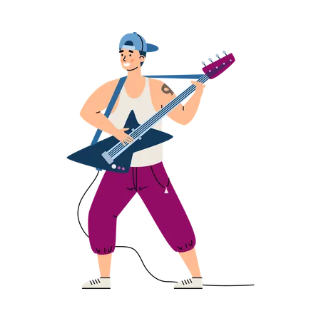 Guitariste de musique rock masculin  Illustration