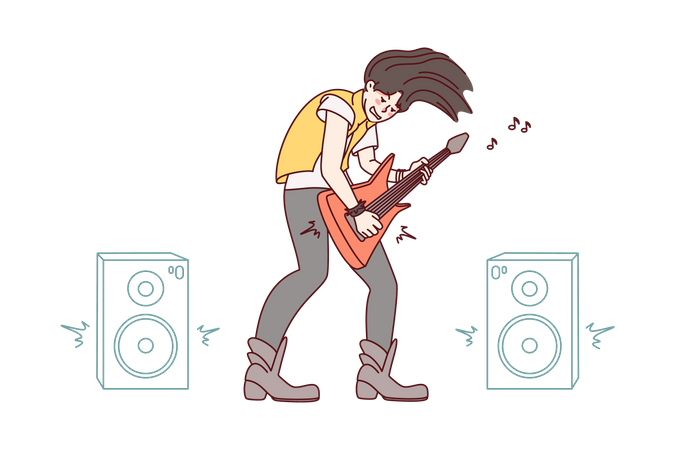 Guitariste rock effectuant  Illustration