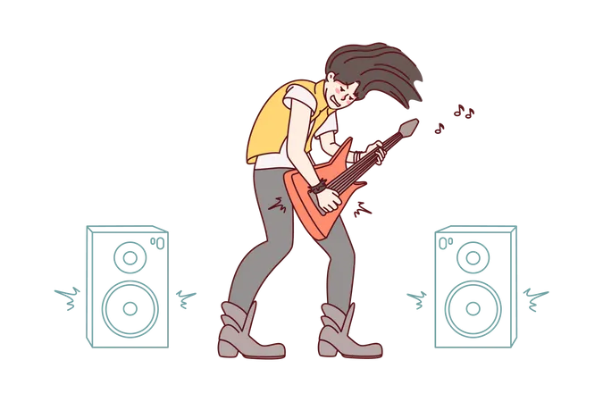 Guitariste rock effectuant  Illustration