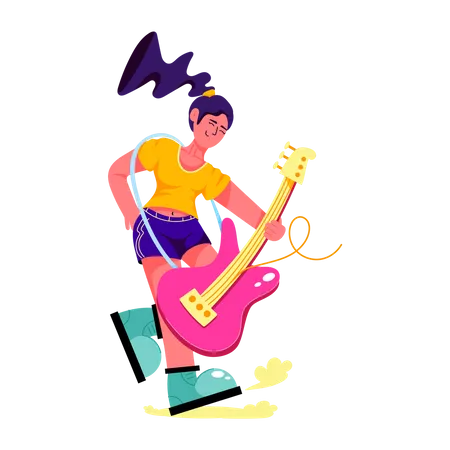 Guitarrista femenina  Ilustración