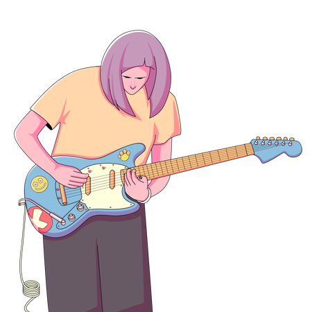 Guitarrista feminina  Ilustração