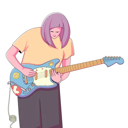 Guitarrista feminina  Ilustração