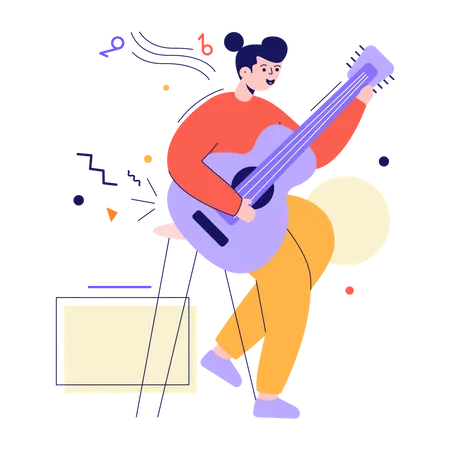Guitarrista masculino  Ilustração