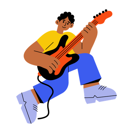 Guitarrista tocando la guitarra  Illustration