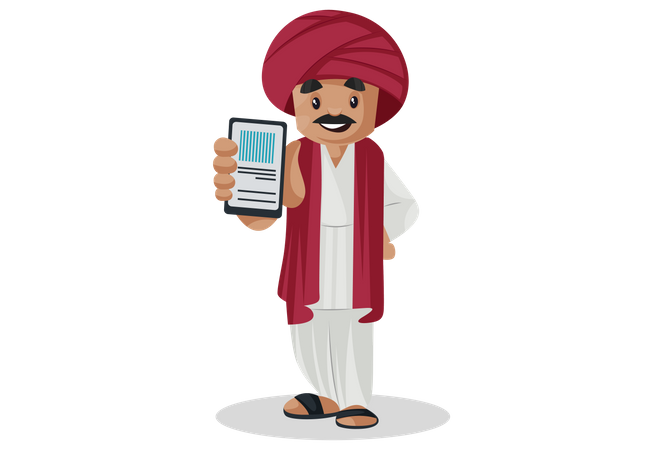 Gujarati-Mann hält Handy in der Hand  Illustration