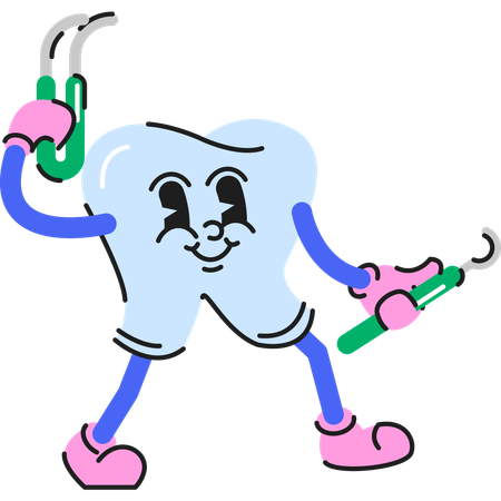 Dental character with dental tools  Illustration