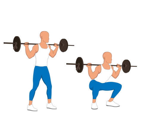 Gum man doing squats exercise  Illustration