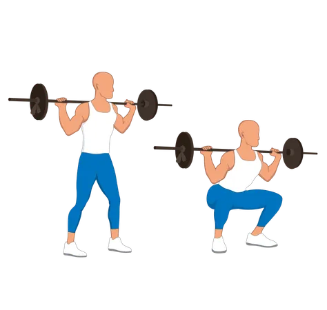 Gum man doing squats exercise  Illustration