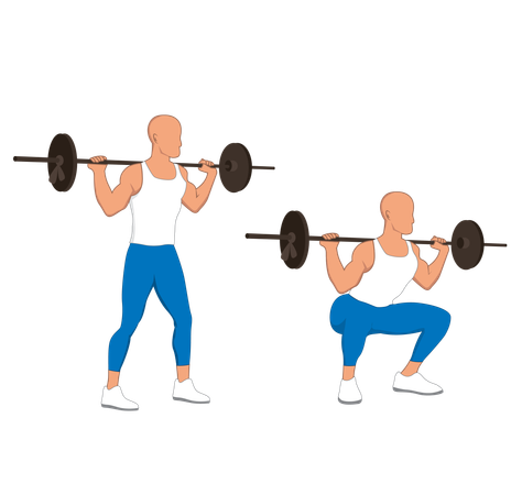 Homme de gomme faisant des exercices de squats  Illustration