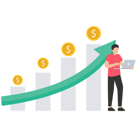 Gurú o experto financiero, crecimiento de beneficios de inversión, asesor financiero o gestión patrimonial  Ilustración