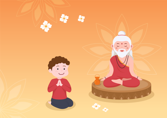 Guru Giving knowledge to student  Illustration