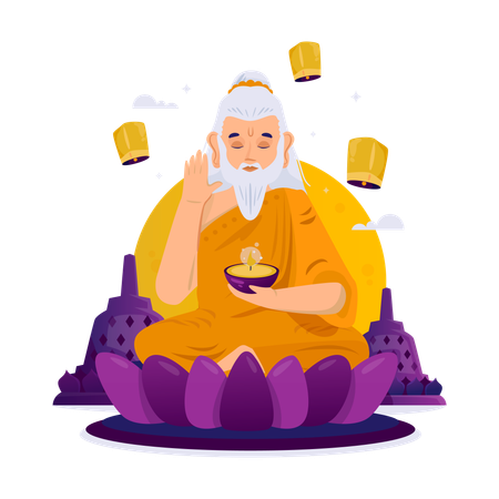 Guru Purnima Meditates  Illustration