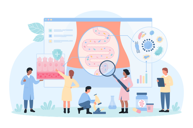 Gut microbiome research  Illustration