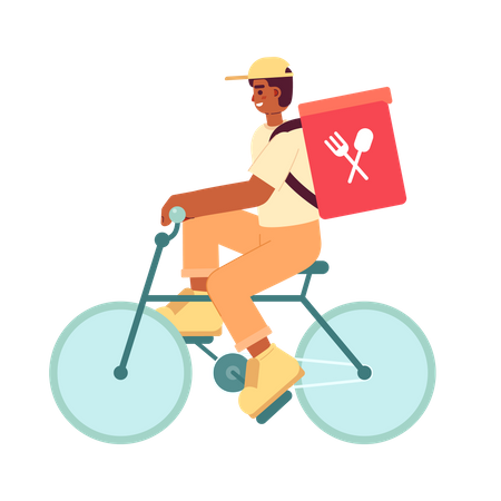 Guy delivering prepared meals in backpack  Illustration