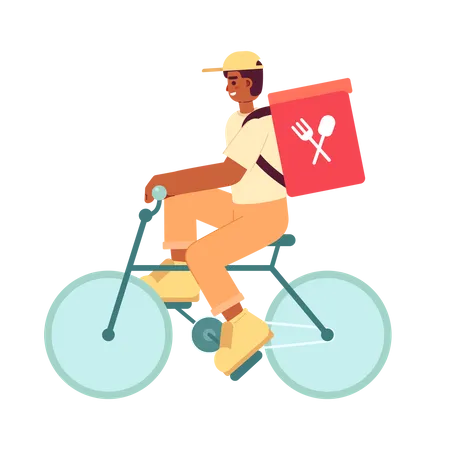 Guy delivering prepared meals in backpack  Illustration