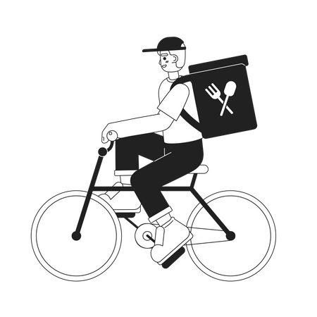 Guy delivering prepared meals in backpack  Illustration