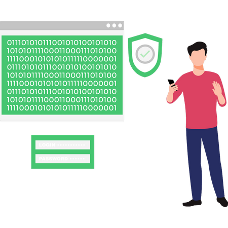 Guy Doing Binary Coding  Illustration