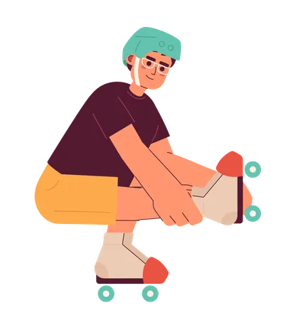 Guy doing tricks on roller skates  Illustration