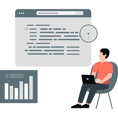 Guy fait du marketing commercial en ligne  Illustration
