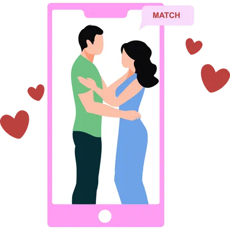 A Guy Finds His Perfect Match On An Online Dating App Illustration