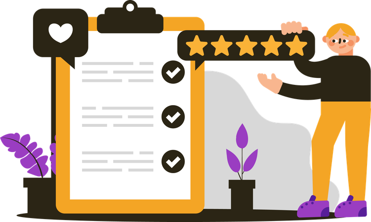 Guy gave review and 5 stars Illustration