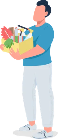 Guy holding cleaning supplies Illustration