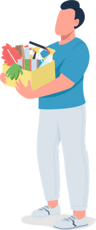 Guy holding cleaning supplies  Illustration