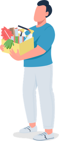 Guy holding cleaning supplies  Illustration