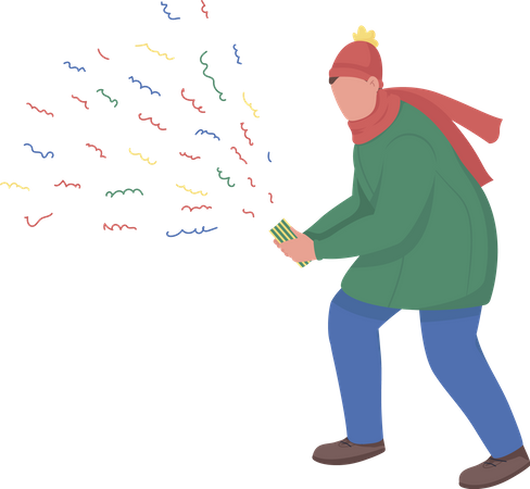 Guy holding confetti cracker  Illustration