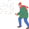 man throwing confetti illustration svg